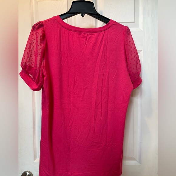 Amazon Pink V-Neck Short Sleeve Top - Picture 2 of 4